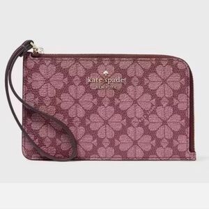 Kate Spade Lucy small floral grenache Spade logo zip wristlet wallet